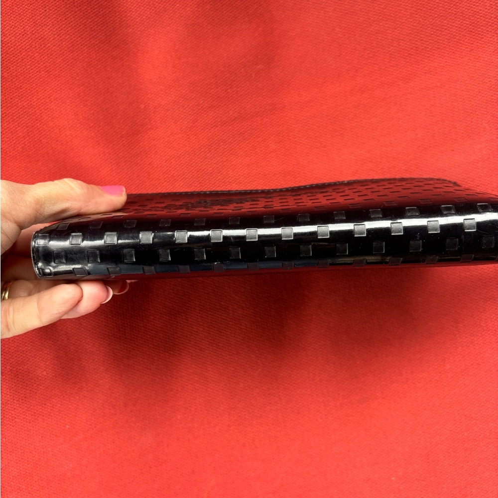 KATE SPADE Beale Street Logo Stamp Patent Leather Accordion Wallet Black - Picture 3 of 11